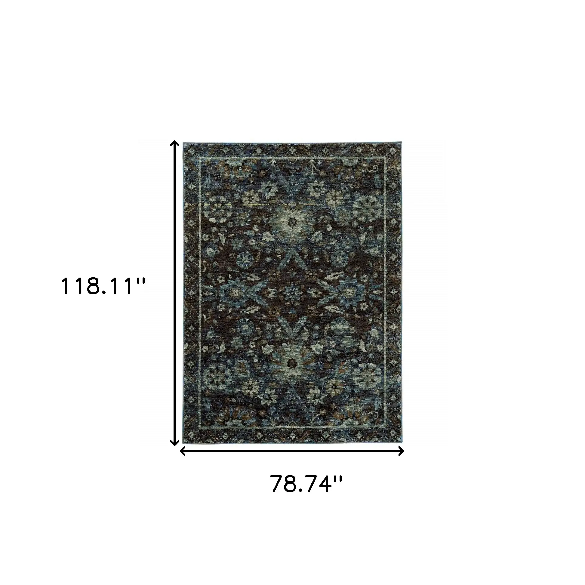 7' X 10' Navy Blue Oriental Power Loom Area Rug - Image 3