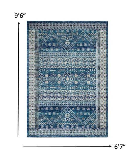 7' X 10' Navy Blue Power Loom Area Rug - Image 3