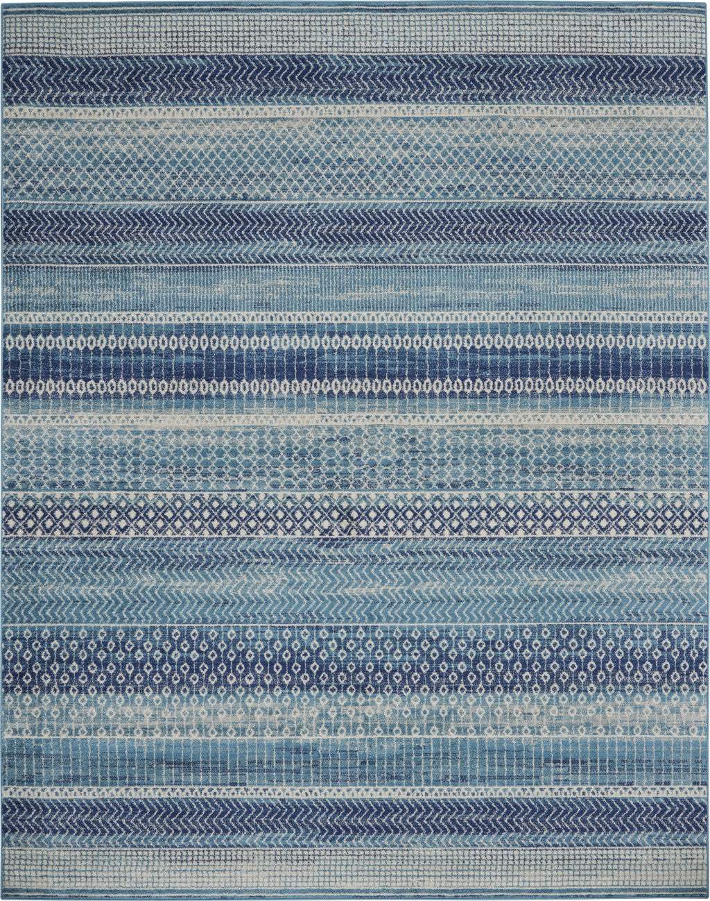 7' X 10' Navy Blue Southwestern Power Loom Area Rug - Image 2
