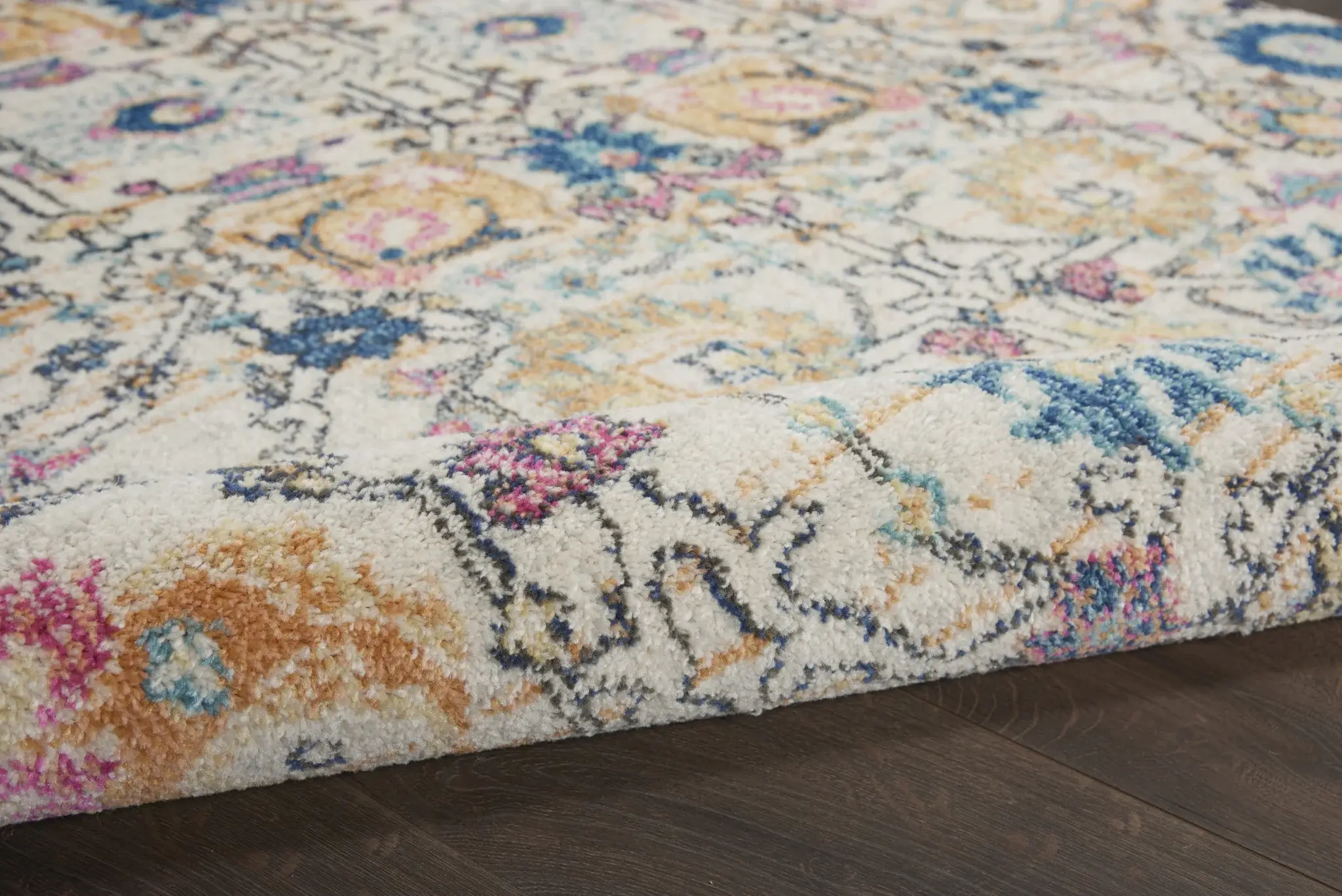 7' X 10' Orange And Ivory Floral Power Loom Area Rug - Image 5