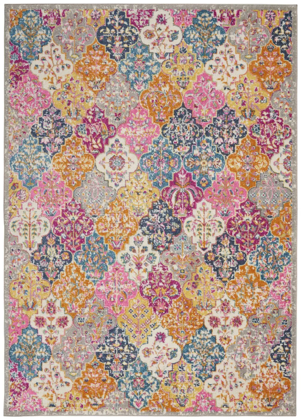 7' X 10' Pink And Gray Geometric Dhurrie Area Rug - Image 9