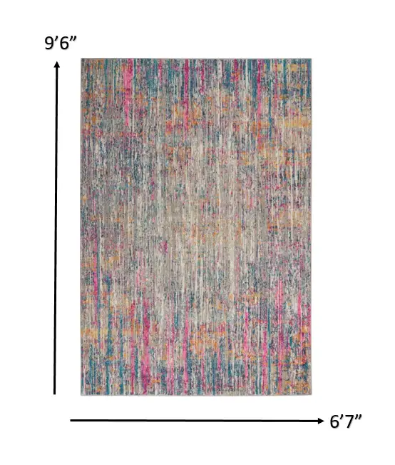 7' X 10' Pink And Ivory Abstract Power Loom Area Rug - Image 2