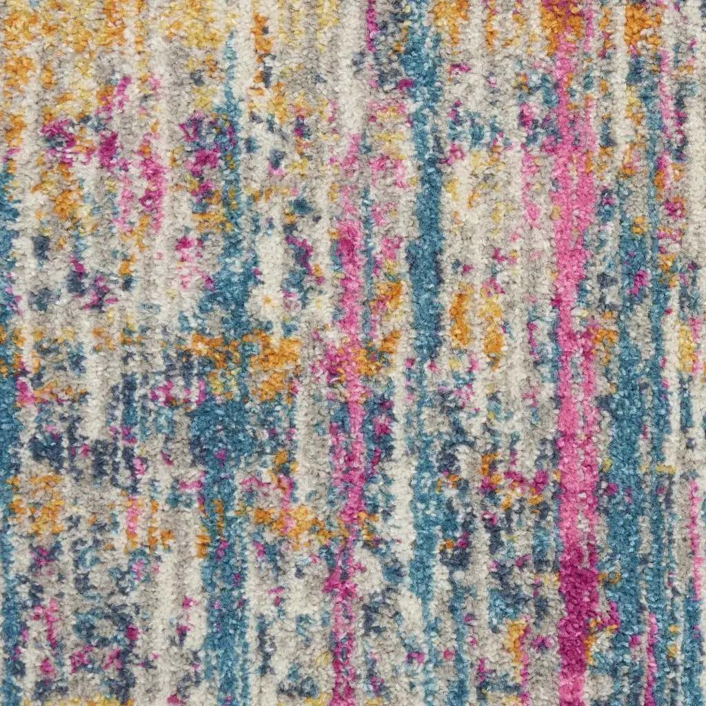 7' X 10' Pink And Ivory Abstract Power Loom Area Rug - Image 4