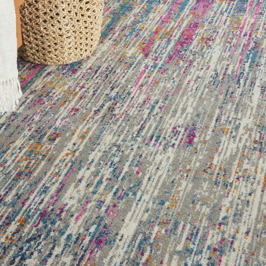 7' X 10' Pink And Ivory Abstract Power Loom Area Rug - Image 7
