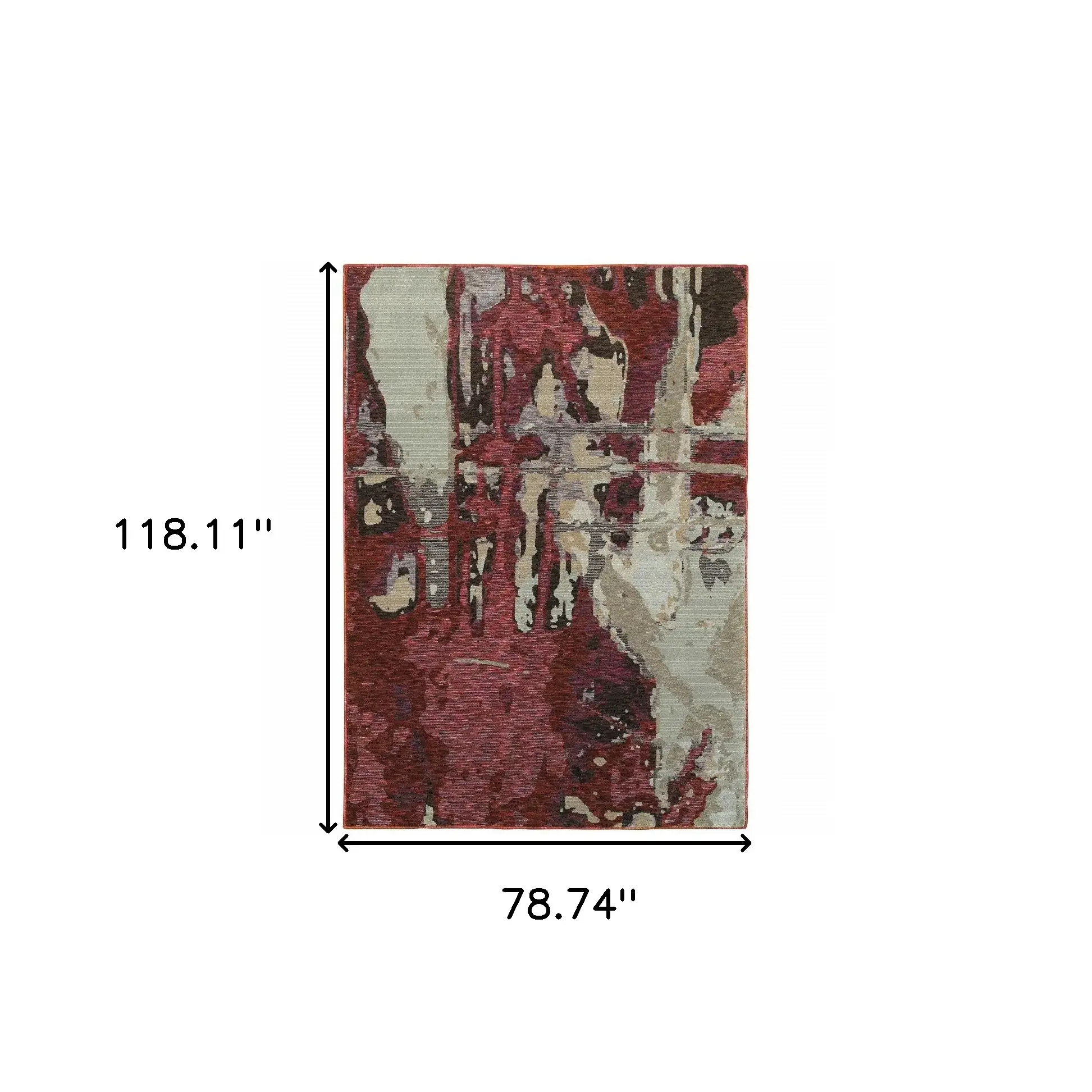 7' X 10' Red and Beige Abstract Power Loom Area Rug - Image 3