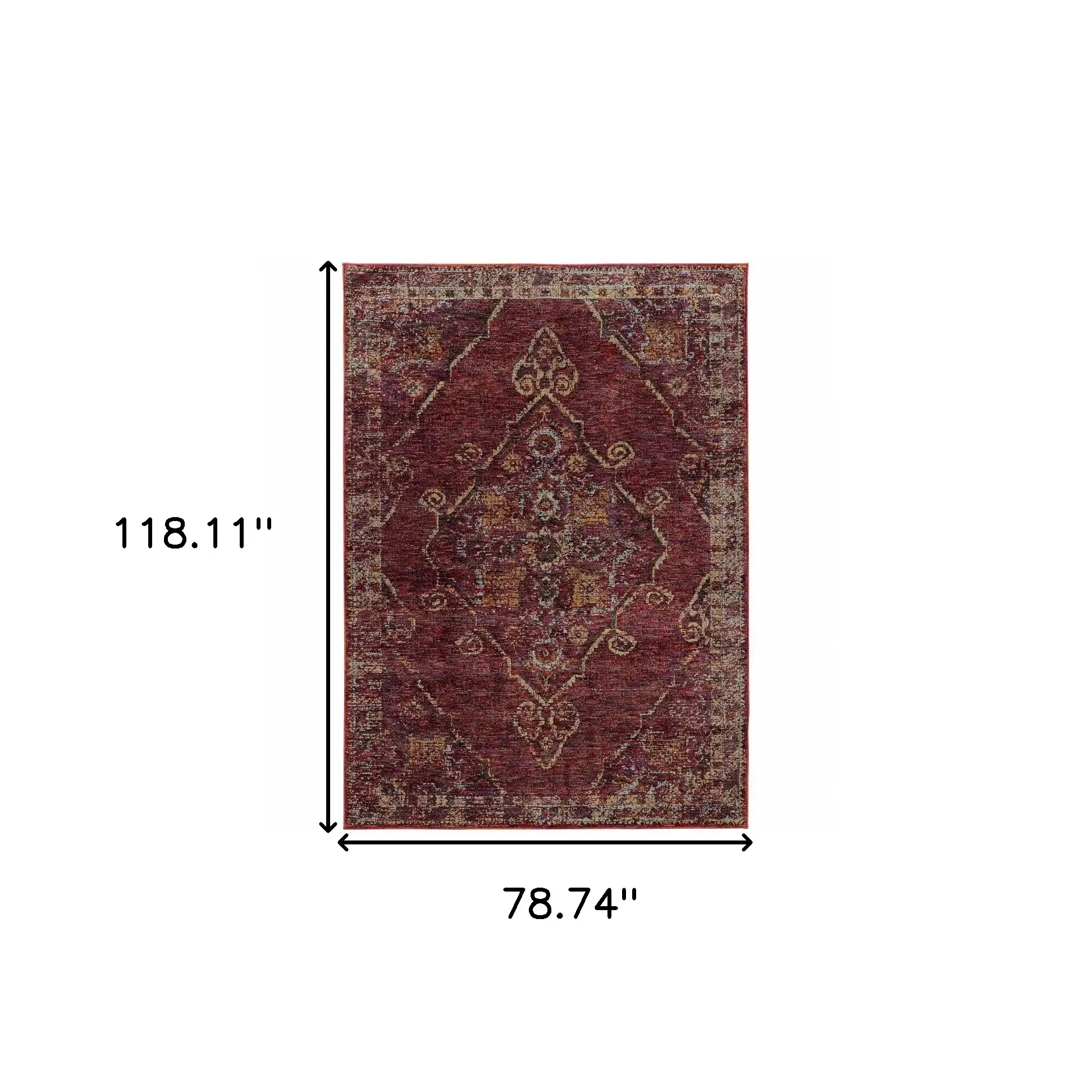 7' X 10' Red and Gold Oriental Power Loom Area Rug - Image 3