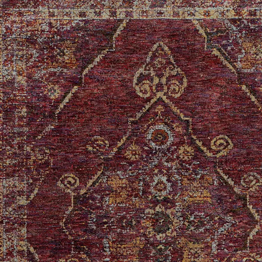 7' X 10' Red and Gold Oriental Power Loom Area Rug - Image 4