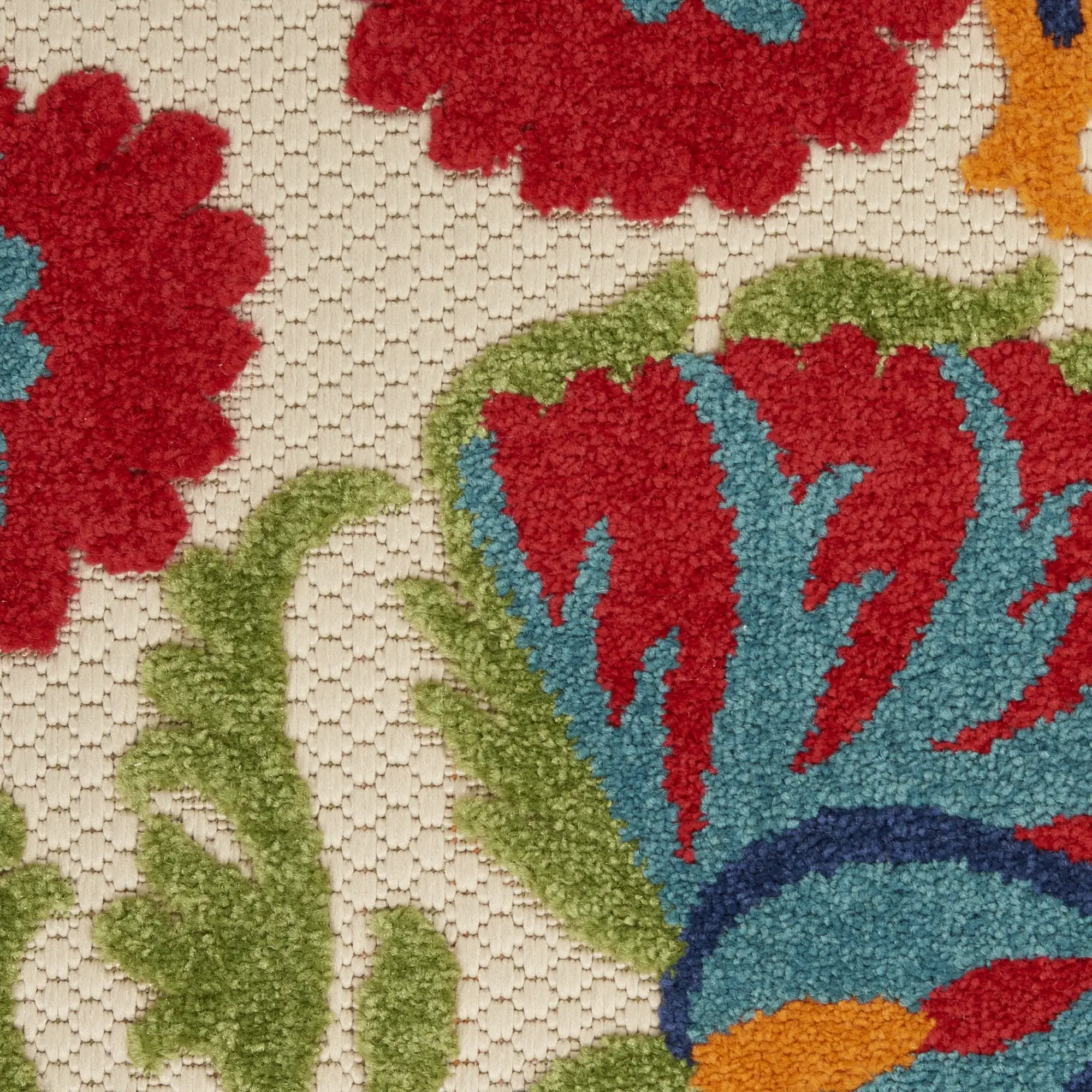 7' X 10' Red And Ivory Floral Indoor Outdoor Area Rug - Image 6