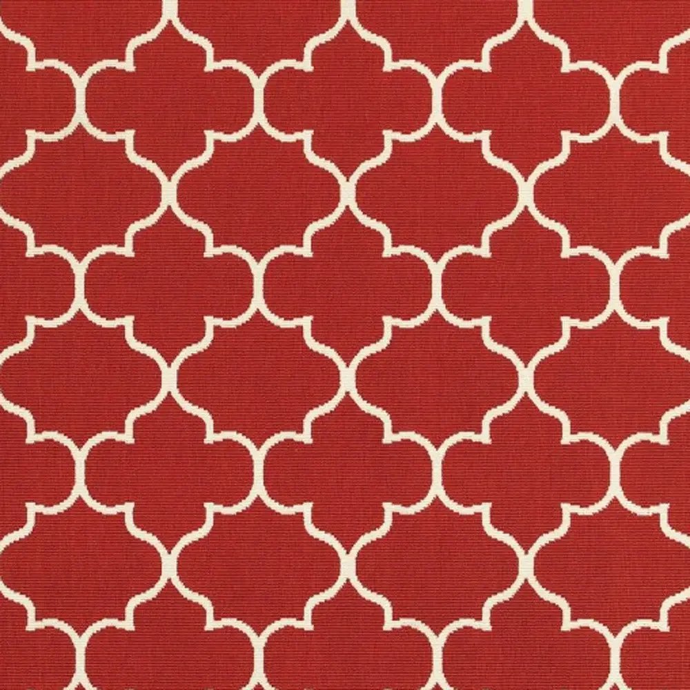 7' X 10' Red and Ivory Indoor Outdoor Area Rug - Image 2