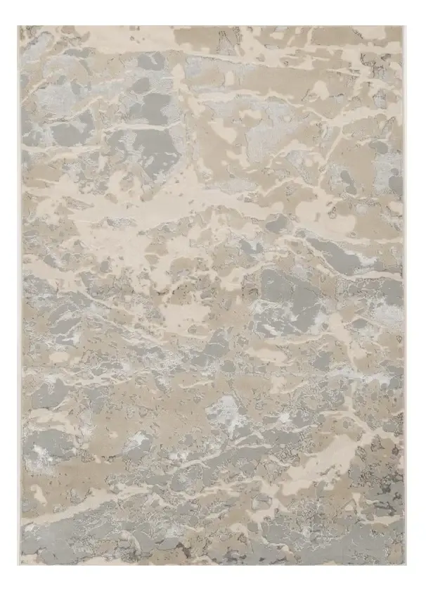 7' X 10' Sand Grey Machine Woven Abstract Indoor Area Rug - Image 2