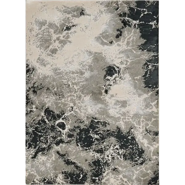 7' X 10' Silver Machine Woven Abstract Indoor Area Rug - Image 2