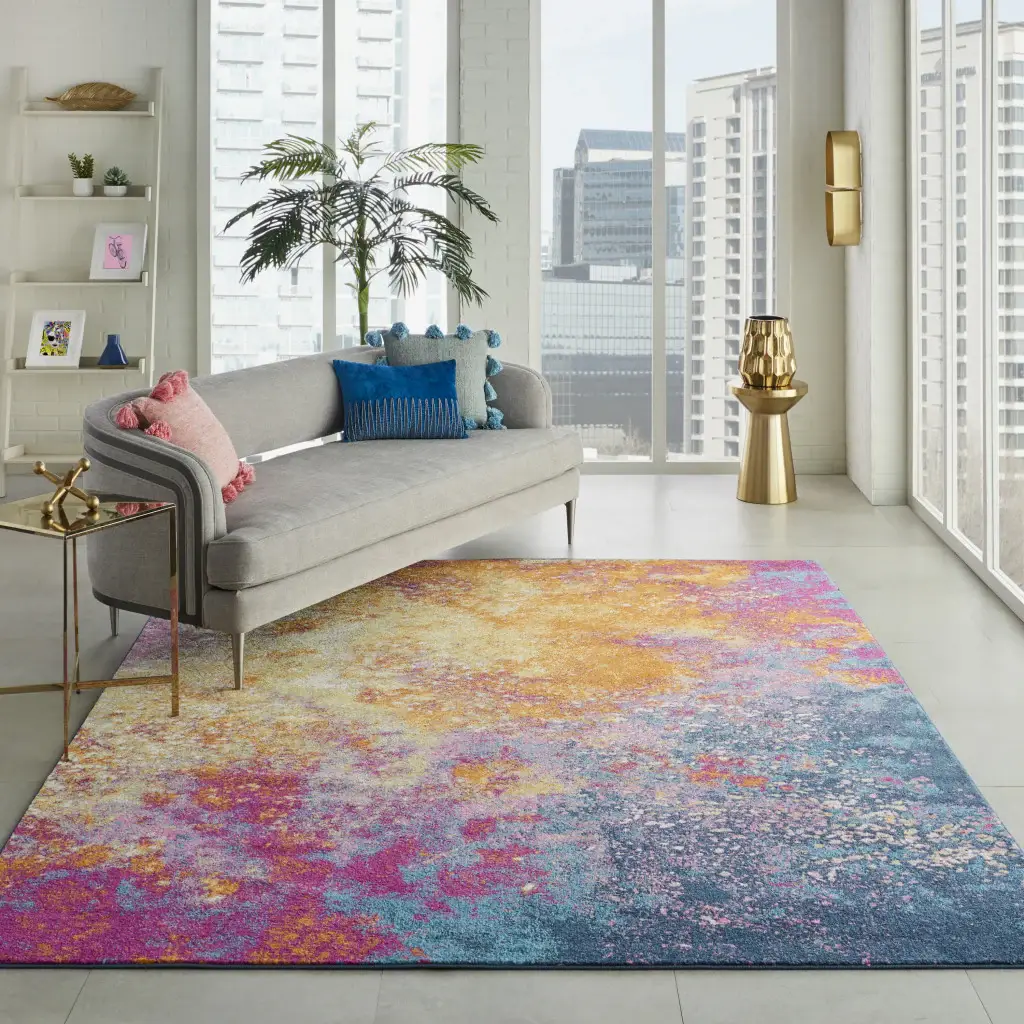 7' X 10' Sunset Abstract Power Loom Area Rug - Image 6