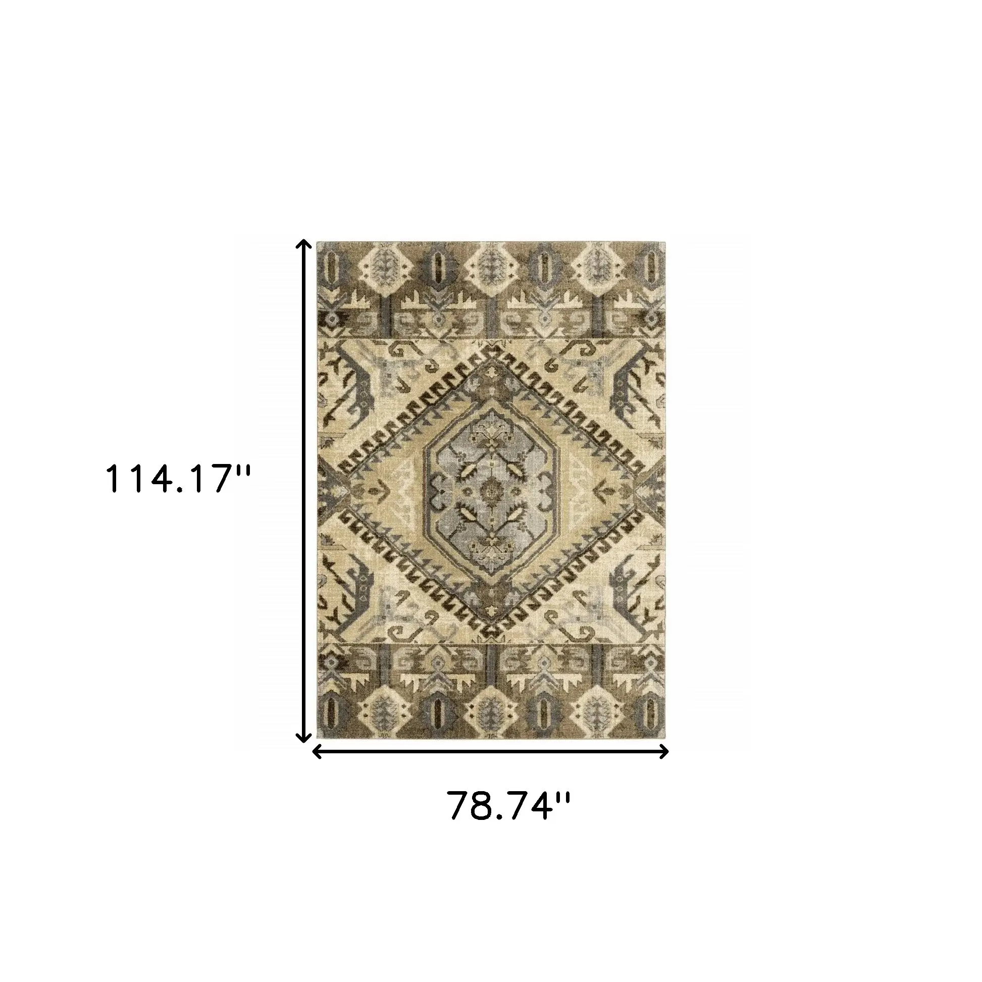 7' X 10' Tan And Gold Central Medallion Indoor Area Rug - Image 4