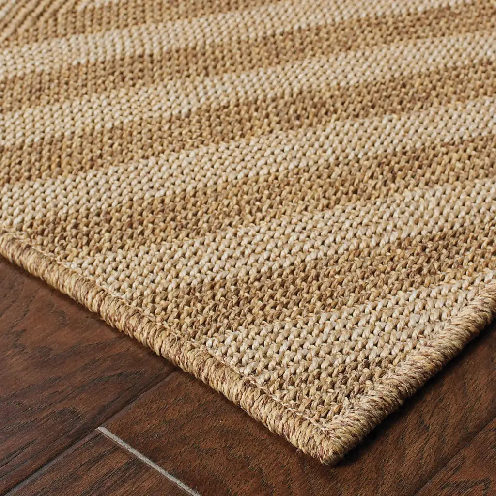 7' X 10' Tan Geometric Stain Resistant Indoor Outdoor Area Rug - Image 3