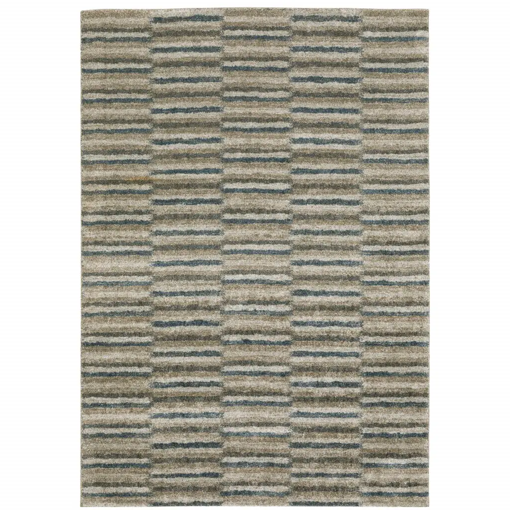7' X 10' Teal Blue Geometric Power Loom Area Rug - Image 2