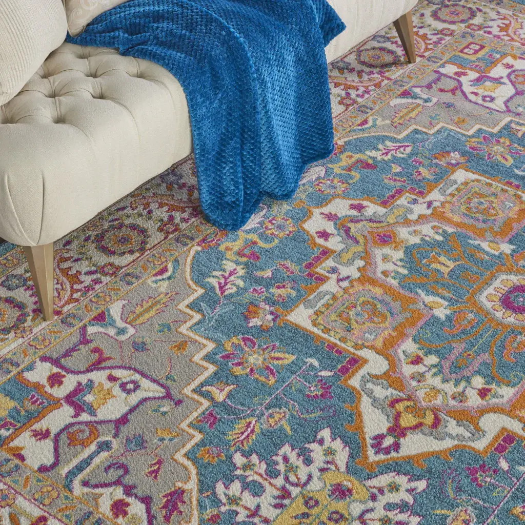 7' X 10' Teal Blue Power Loom Area Rug - Image 7