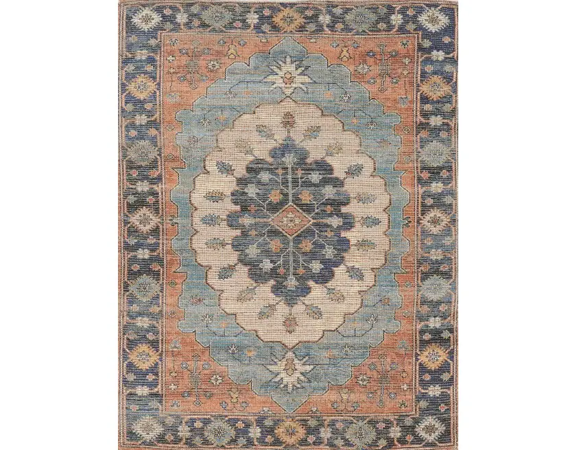 7' X 12' Blue Hand Woven Traditional Medallion Indoor Area Rug - Image 2