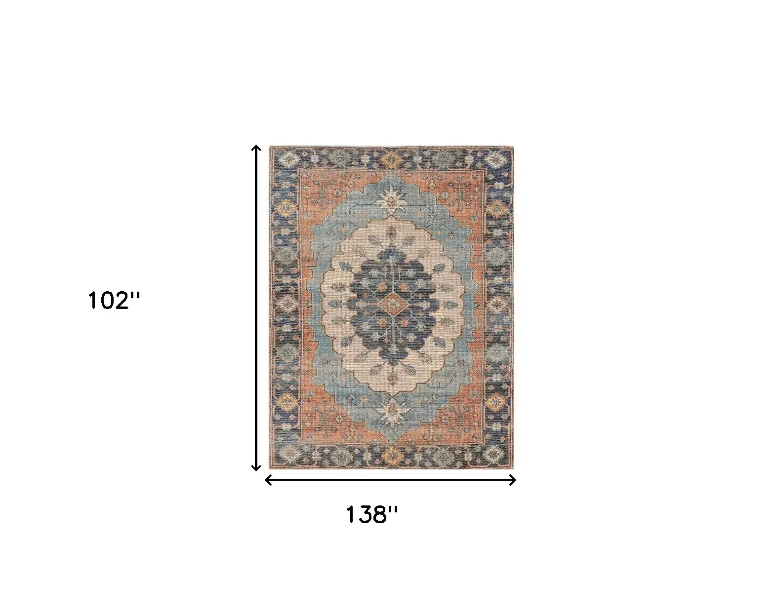 7' X 12' Blue Hand Woven Traditional Medallion Indoor Area Rug - Image 3