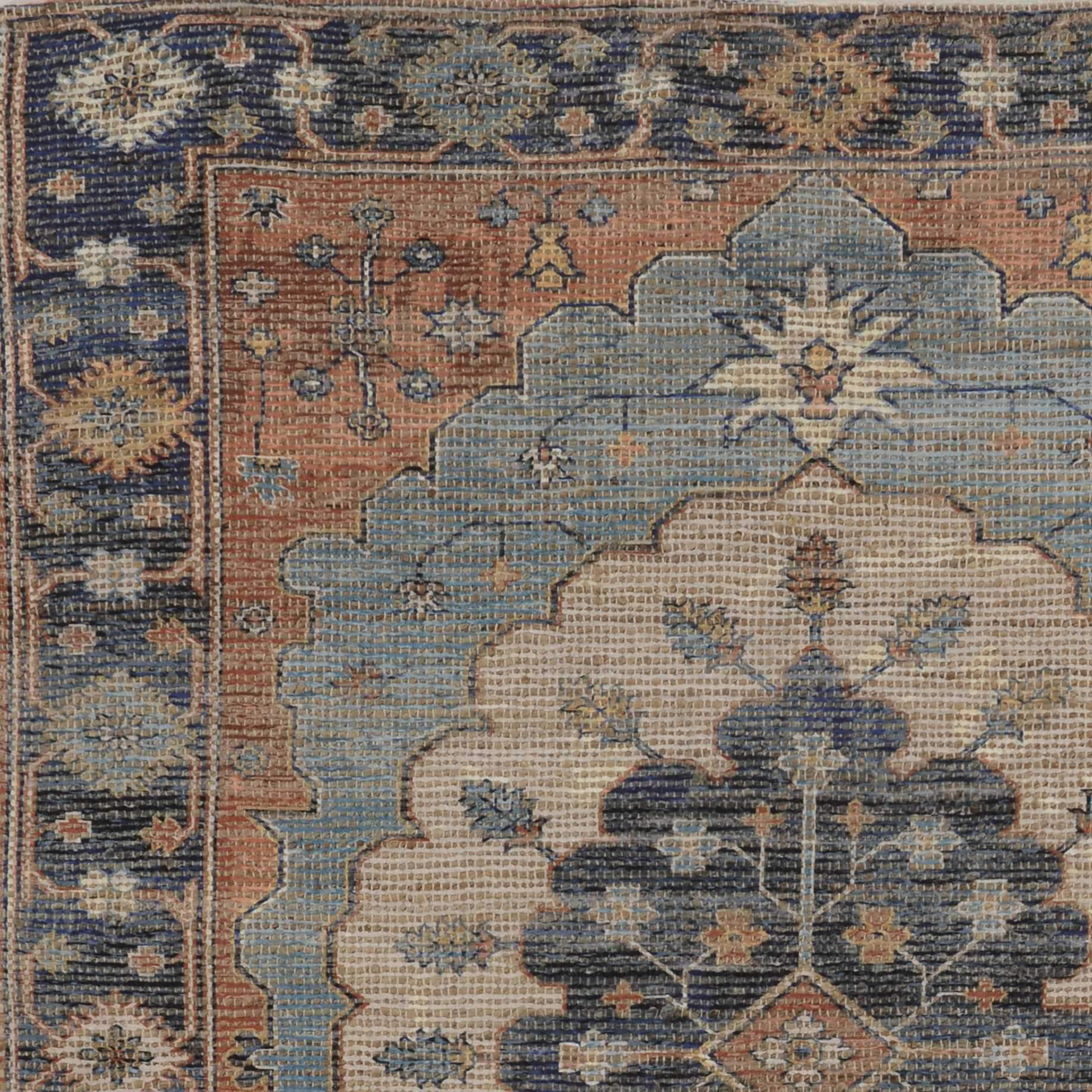 7' X 12' Blue Hand Woven Traditional Medallion Indoor Area Rug - Image 4