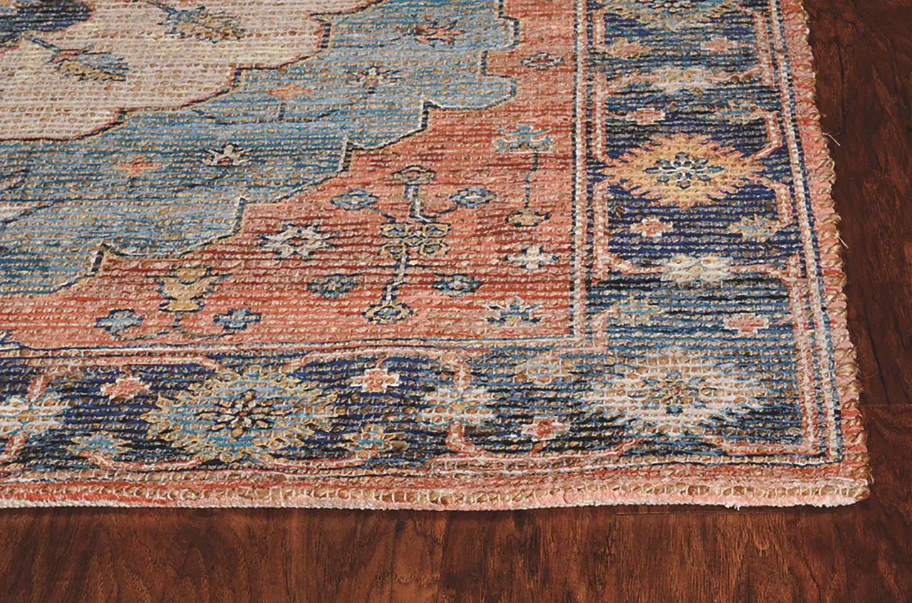 7' X 12' Blue Hand Woven Traditional Medallion Indoor Area Rug - Image 5