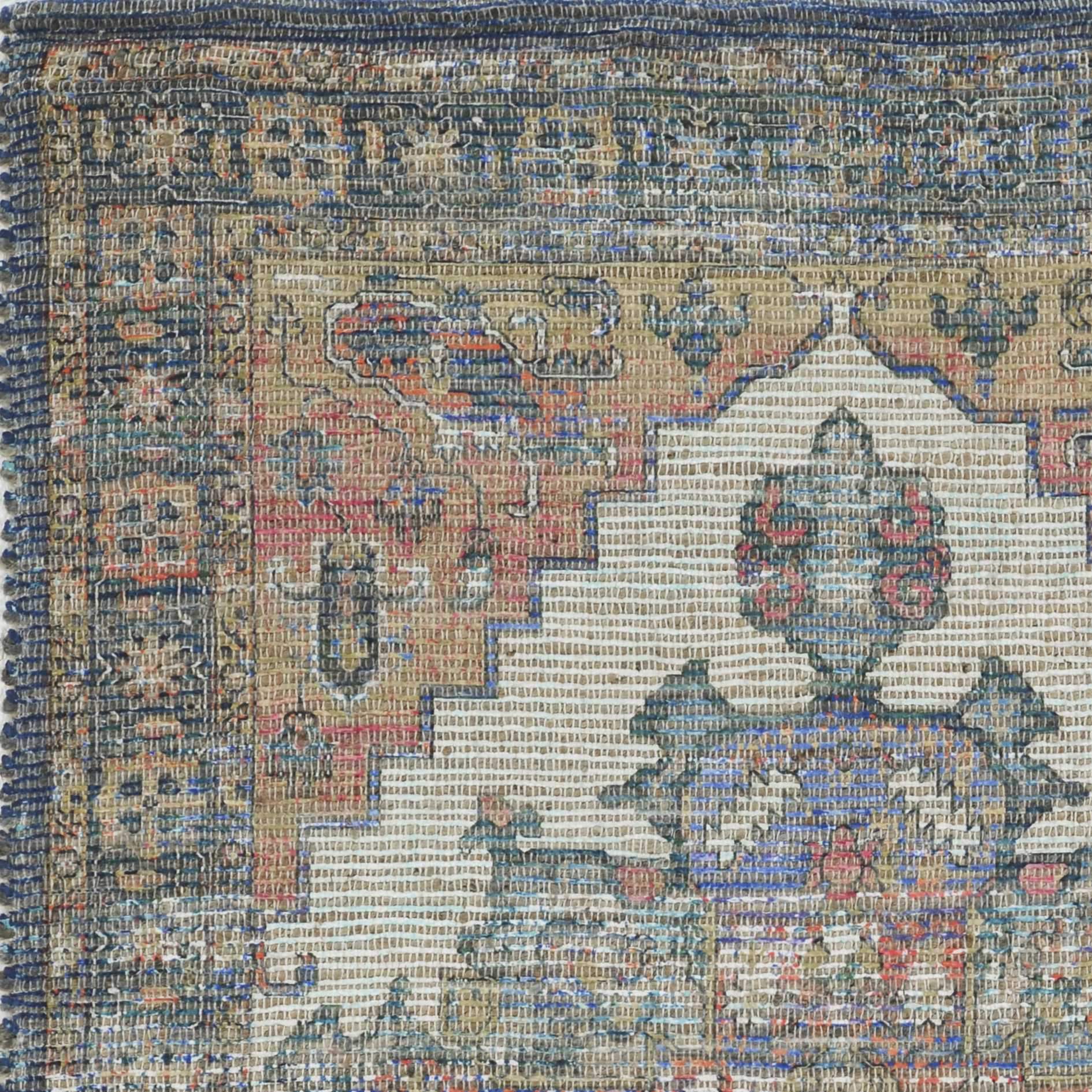 7' X 12' Blue Orange Hand Woven Traditional Medallion Indoor Area Rug - Image 4