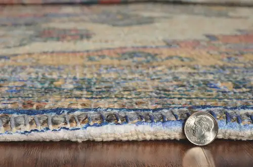 7' X 12' Blue Orange Hand Woven Traditional Medallion Indoor Area Rug - Image 5