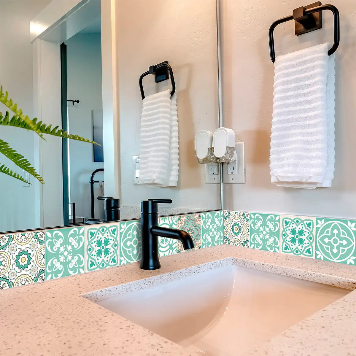 7" X 7" Aquamarine Mosaic Peel And Stick Removable Tiles - Image 6