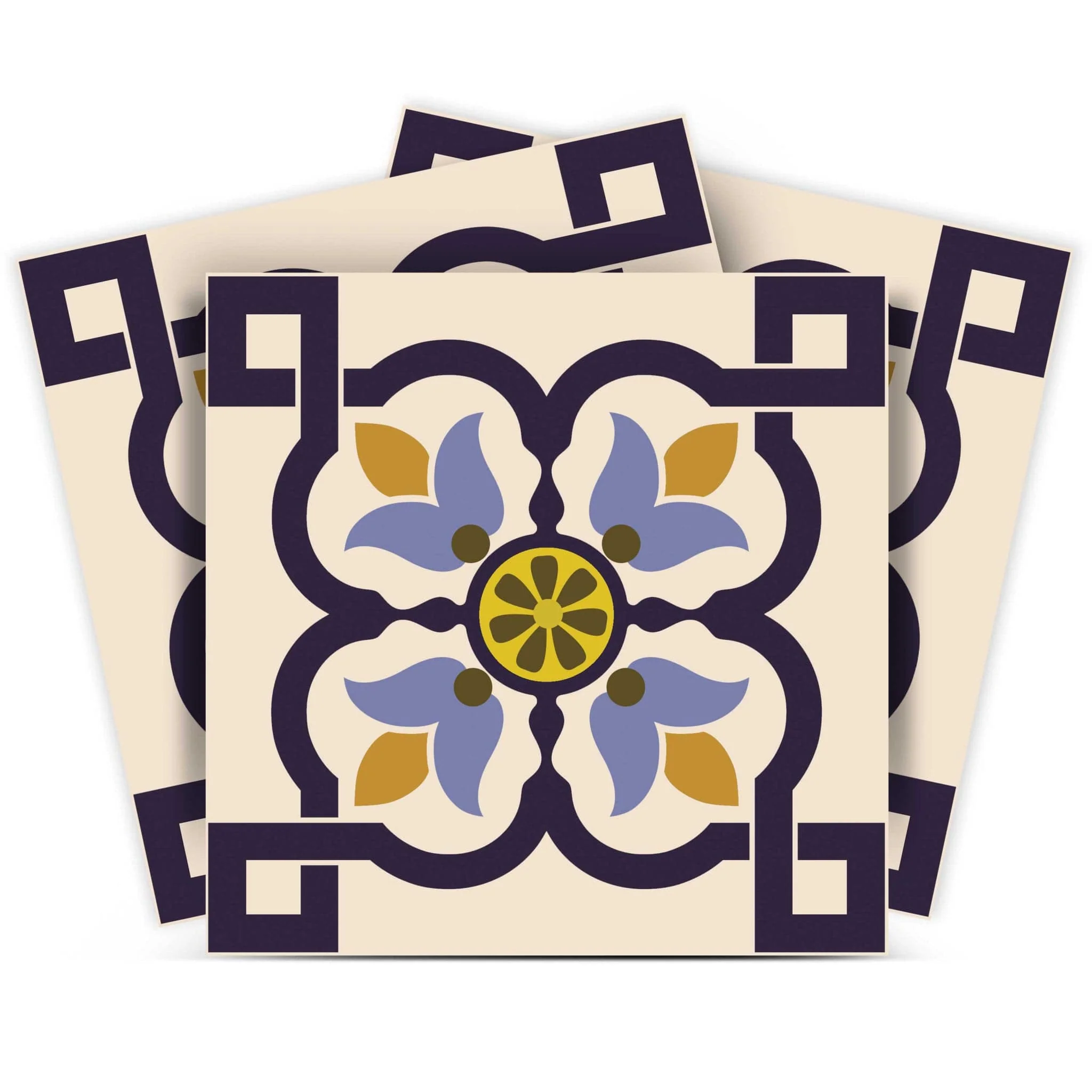 7" X 7" Azul Flora Peel and Stick Removable Tiles