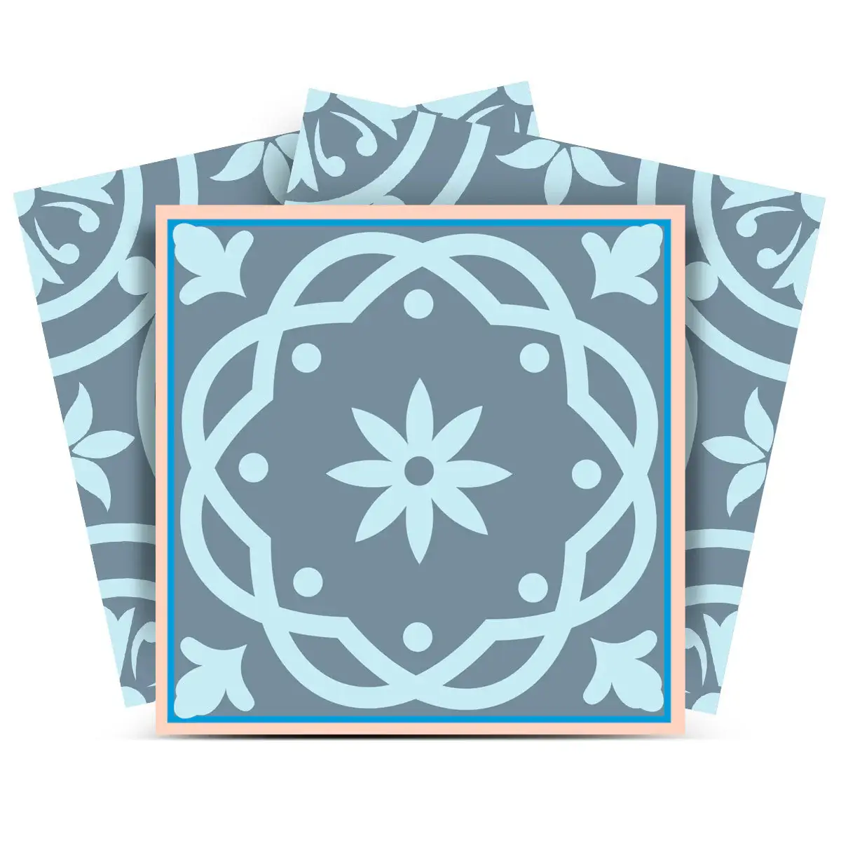 7" X 7" Baby Blue And Peach Mosaic Peel And Stick Removable Tiles - Image 4