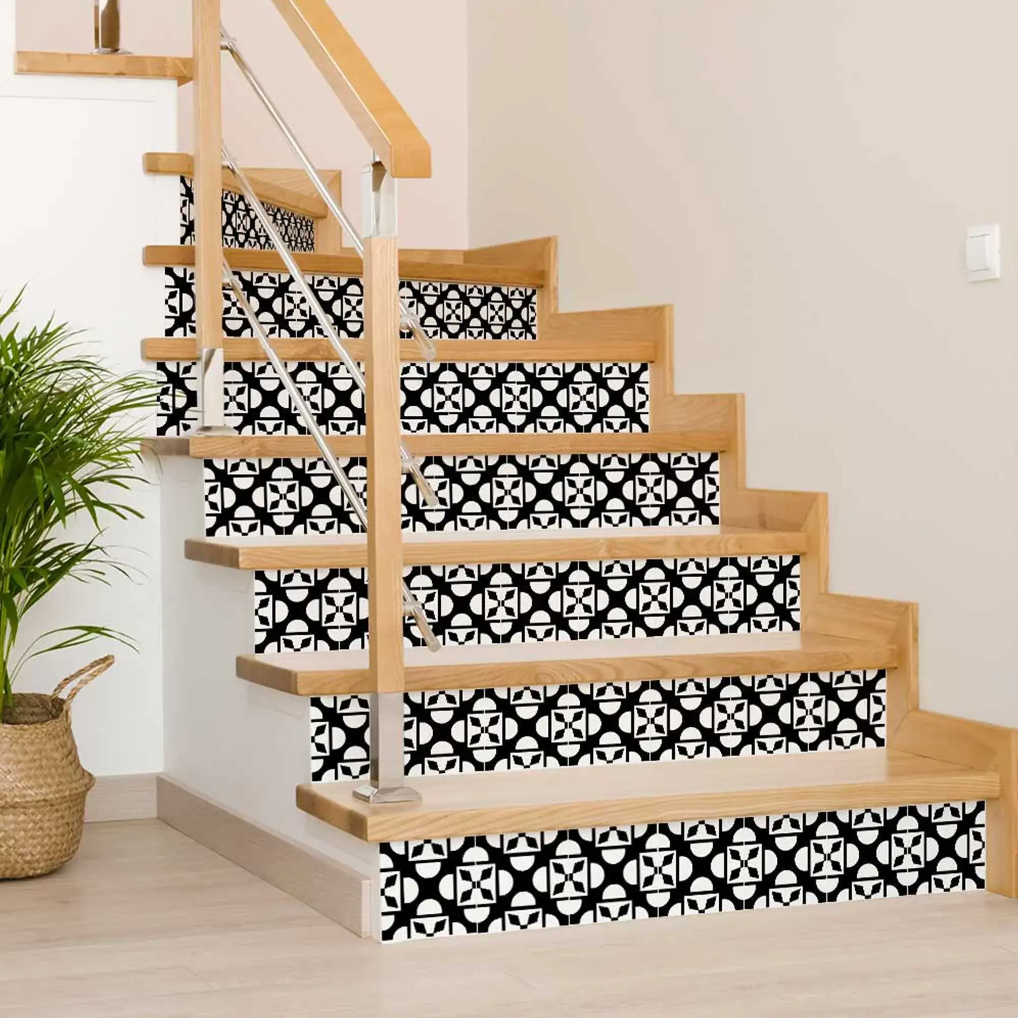 7" X 7" Black And White Coli Peel And Stick Tiles - Image 4