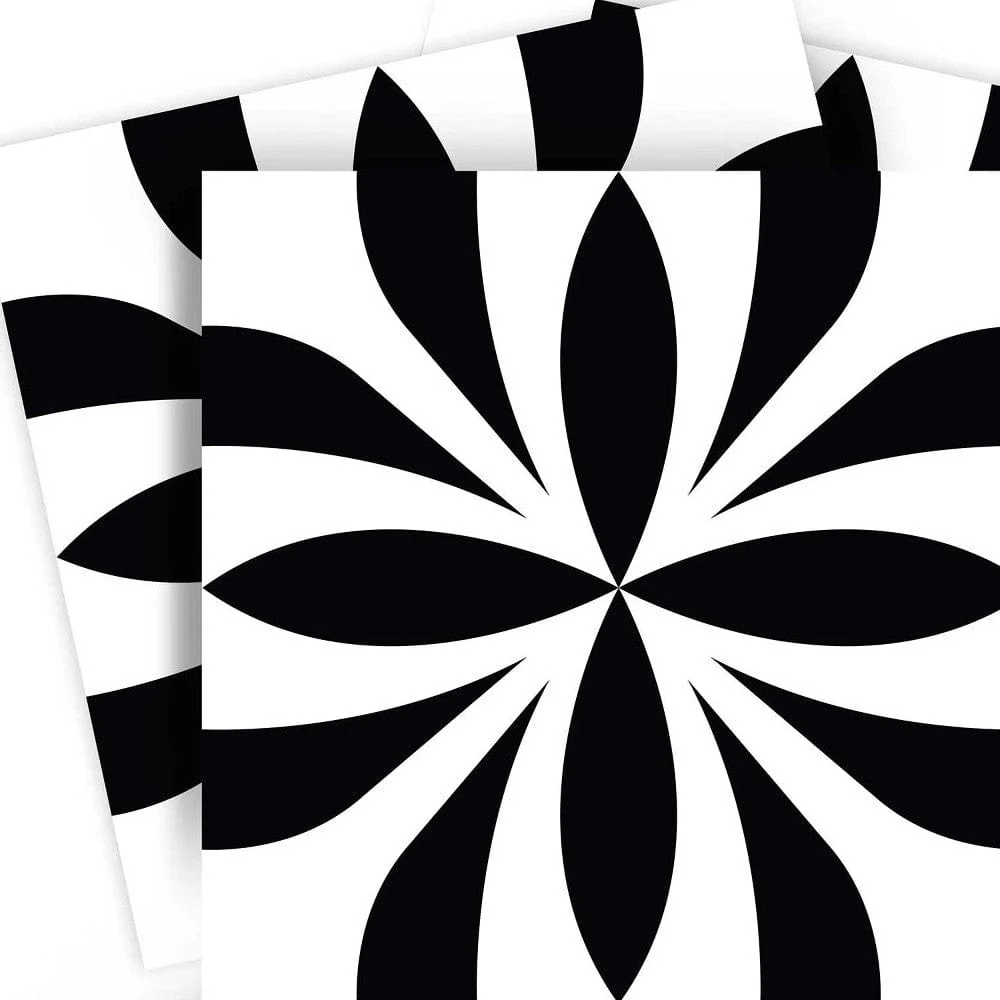 7" X 7" Black and White Colla Peel and Stick Removable Tiles - Image 3