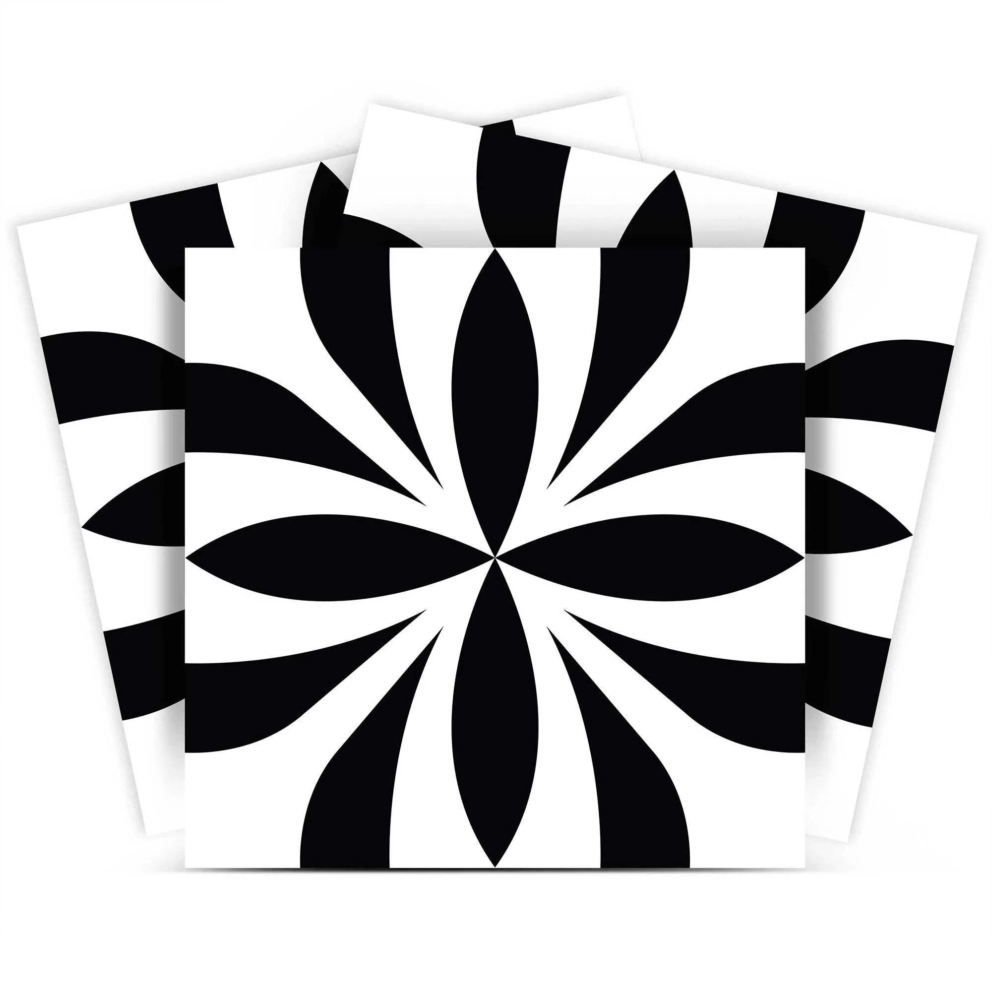 7" X 7" Black and White Colla Peel and Stick Removable Tiles - Image 4