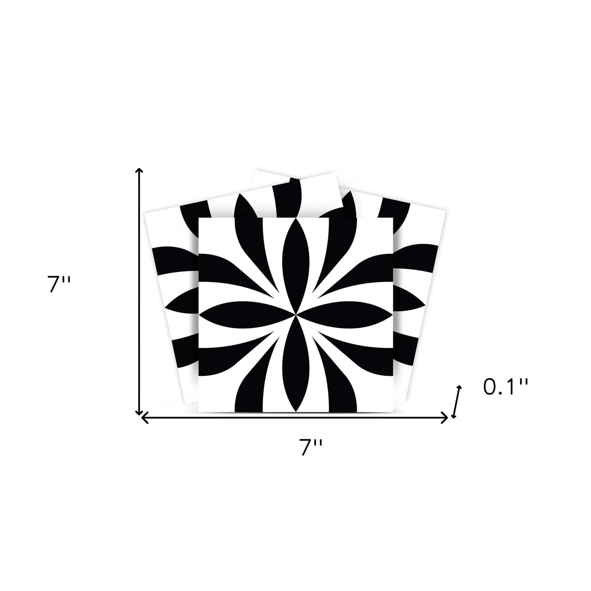 7" X 7" Black and White Colla Peel and Stick Removable Tiles - Image 9