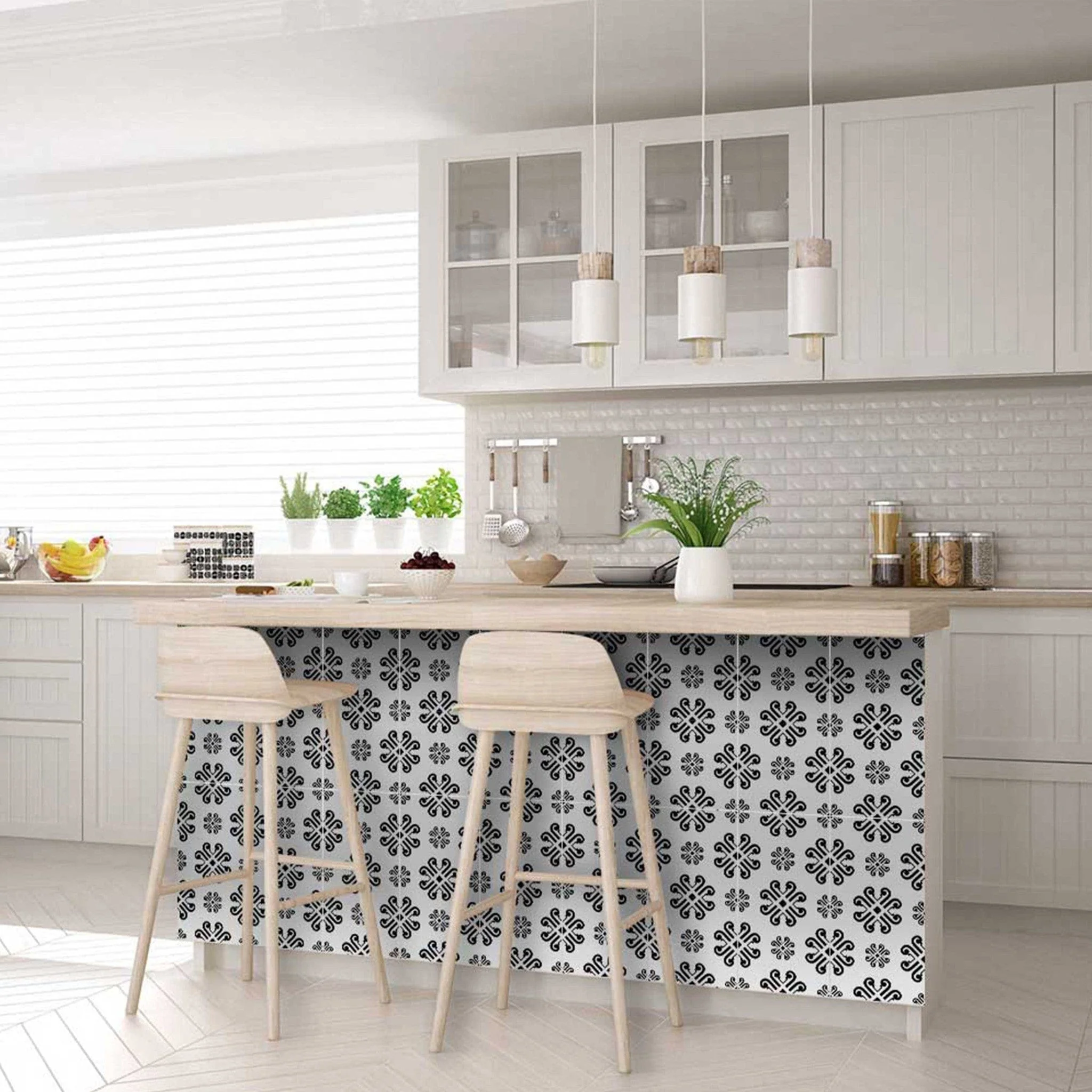 7" X 7" Black and White Daisy Peel and Stick Removable Tiles - Image 8