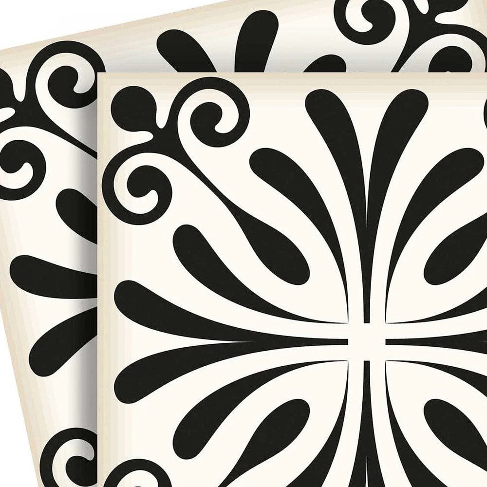 7" X 7" Black and White Flo Peel and Stick Removable Tiles - Image 3