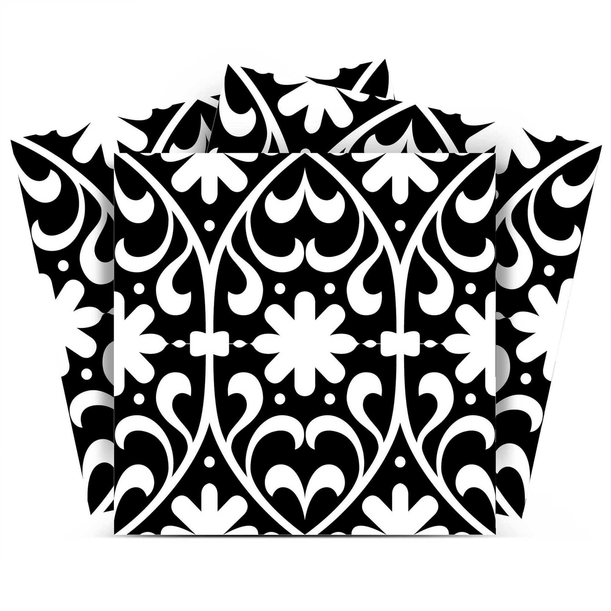 7" X 7" Black and White Floral Peel and Stick Removable Tiles - Image 3