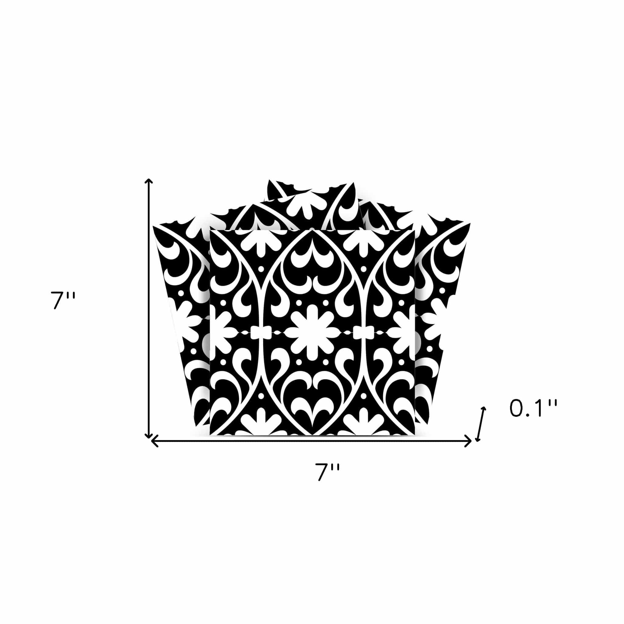 7" X 7" Black and White Floral Peel and Stick Removable Tiles - Image 8