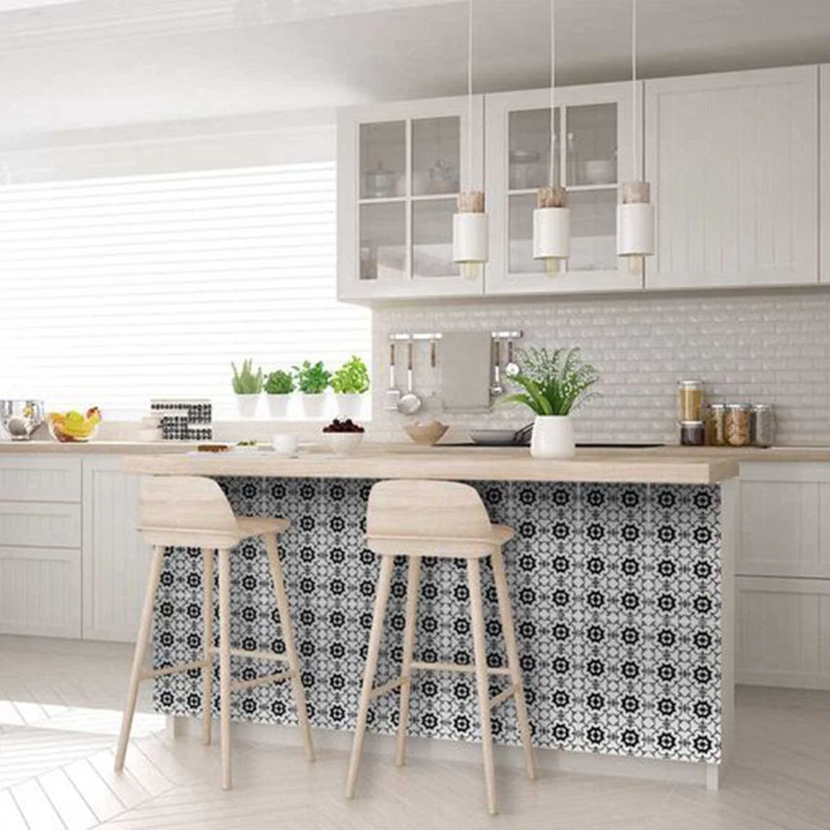 7" X 7" Black and White Gerber Peel and Stick Removable Tiles - Image 8