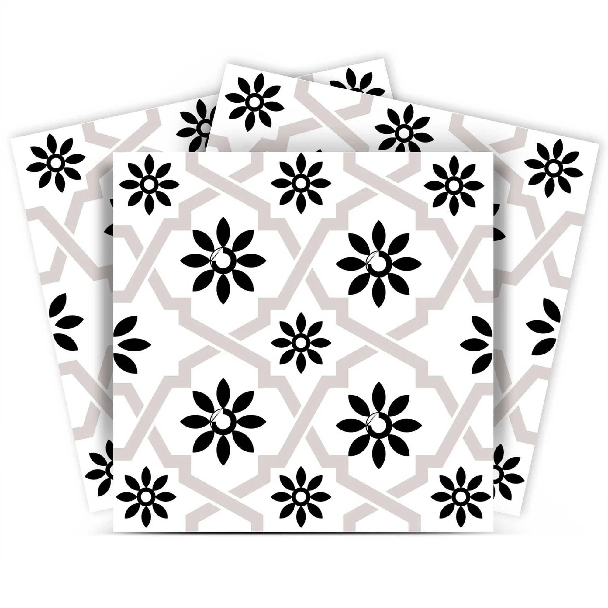 7" X 7" Black and White Lil  Daisy Peel and Stick Removable Tiles - Image 3