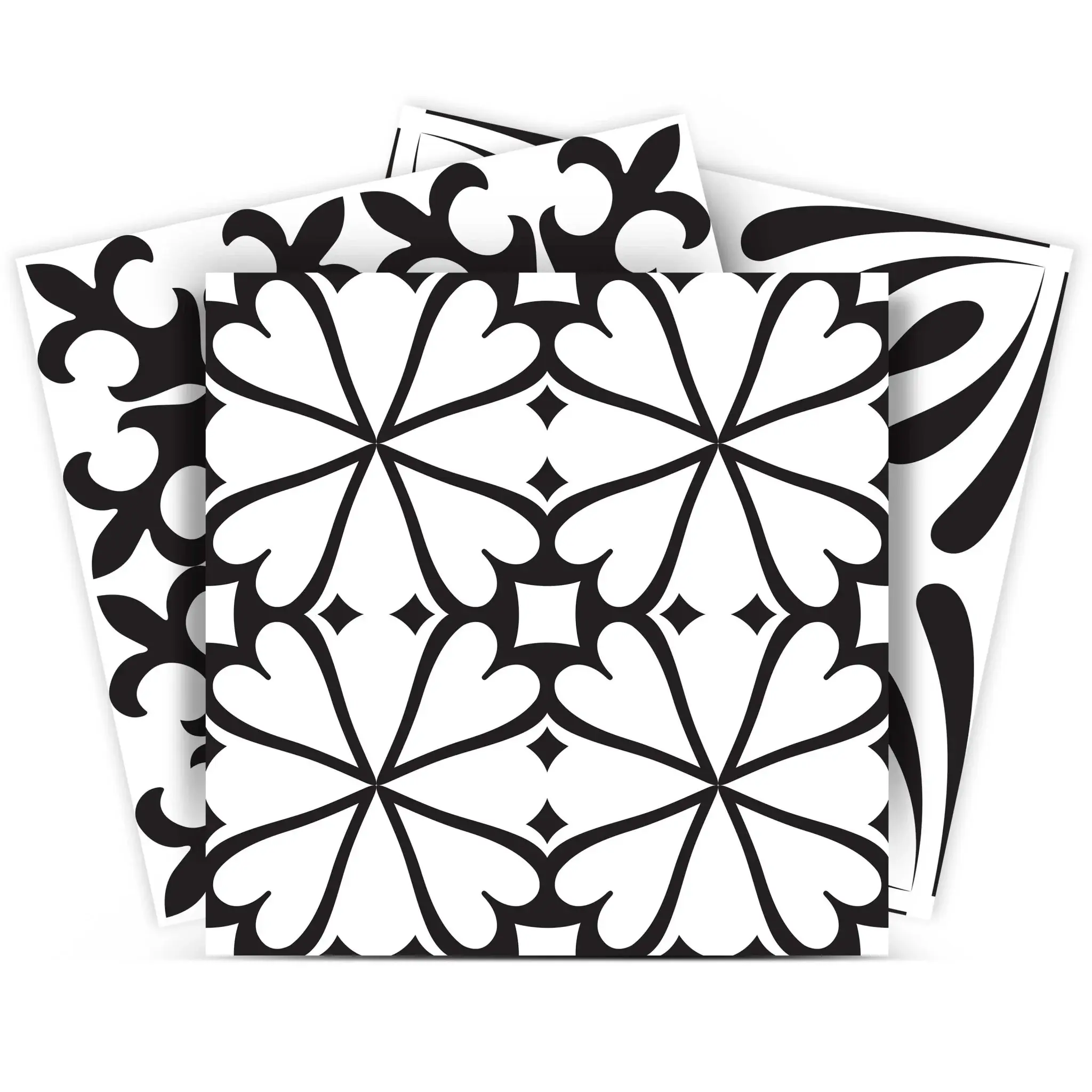 7" X 7" Black And White Mash Peel And Stick Removable Tiles