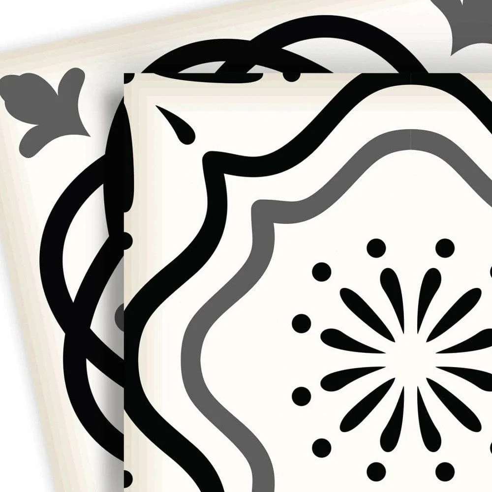 7" X 7" Black and White Multi  Peel and Stick Removable Tiles - Image 2