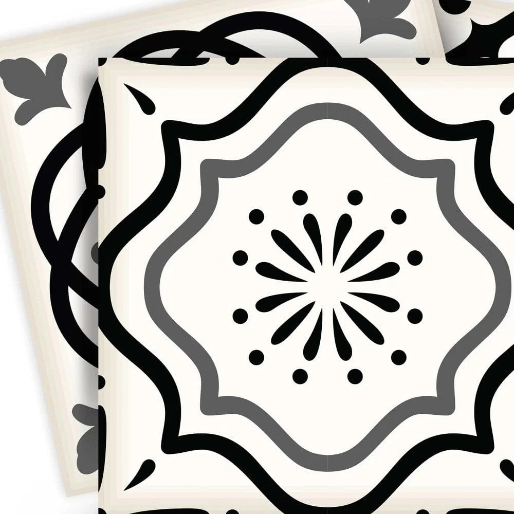 7" X 7" Black and White Multi  Peel and Stick Removable Tiles - Image 3