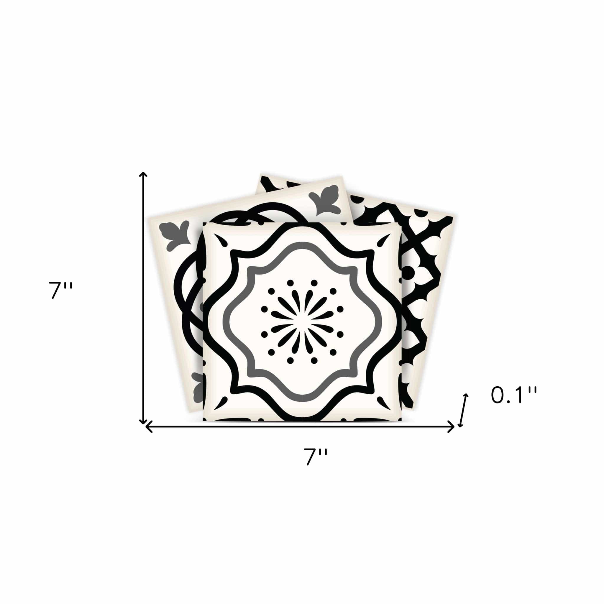 7" X 7" Black and White Multi  Peel and Stick Removable Tiles - Image 9