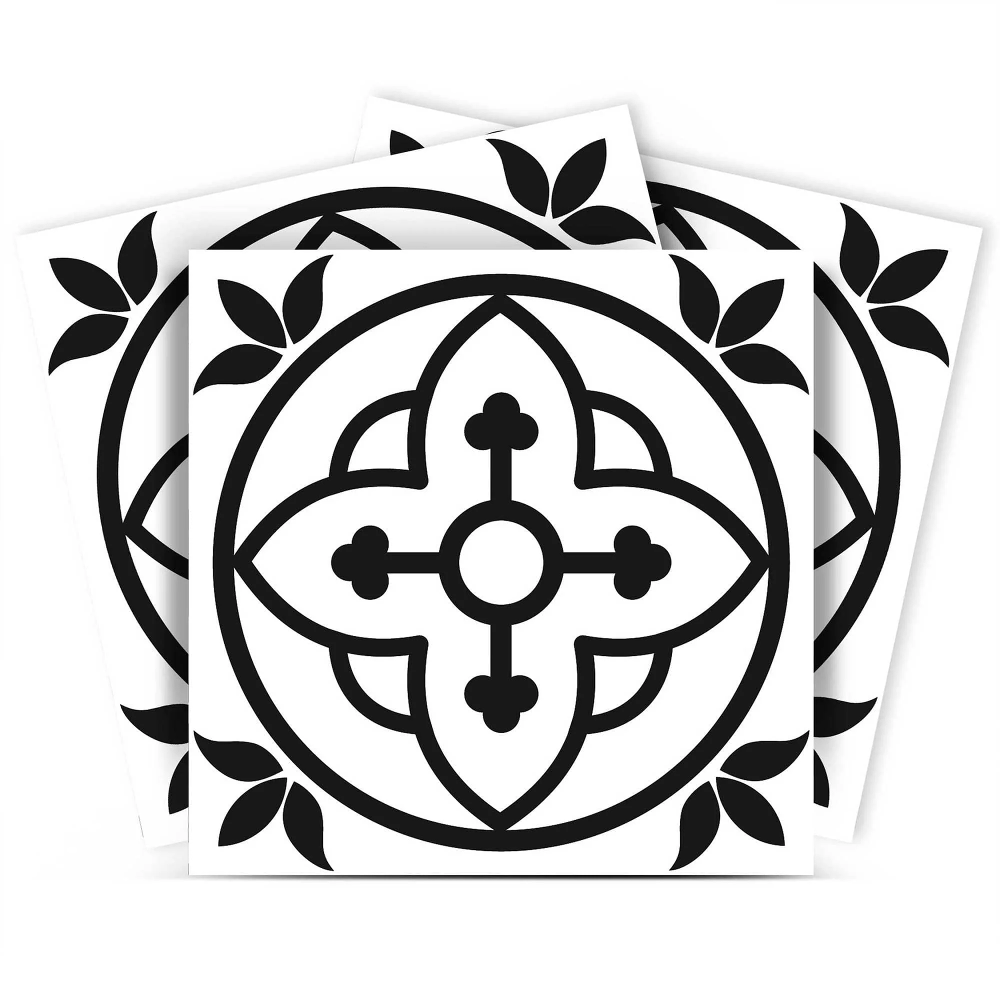 7" X 7" Black and White Peel and Stick Removable Tiles