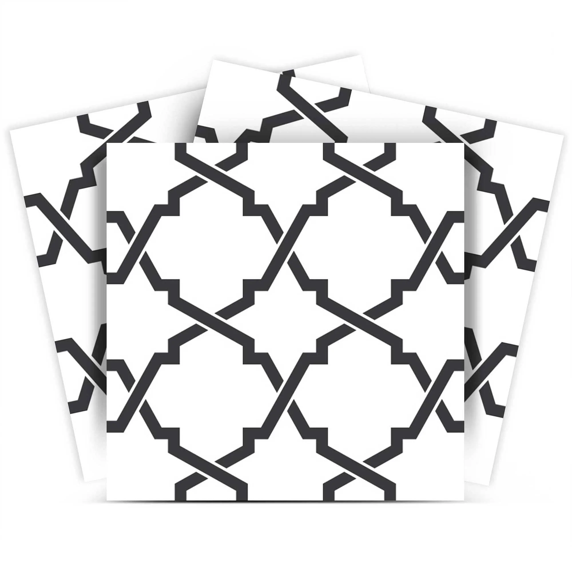 7" X 7" Black and White Prism Peel and Stick Removable Tiles - Image 2