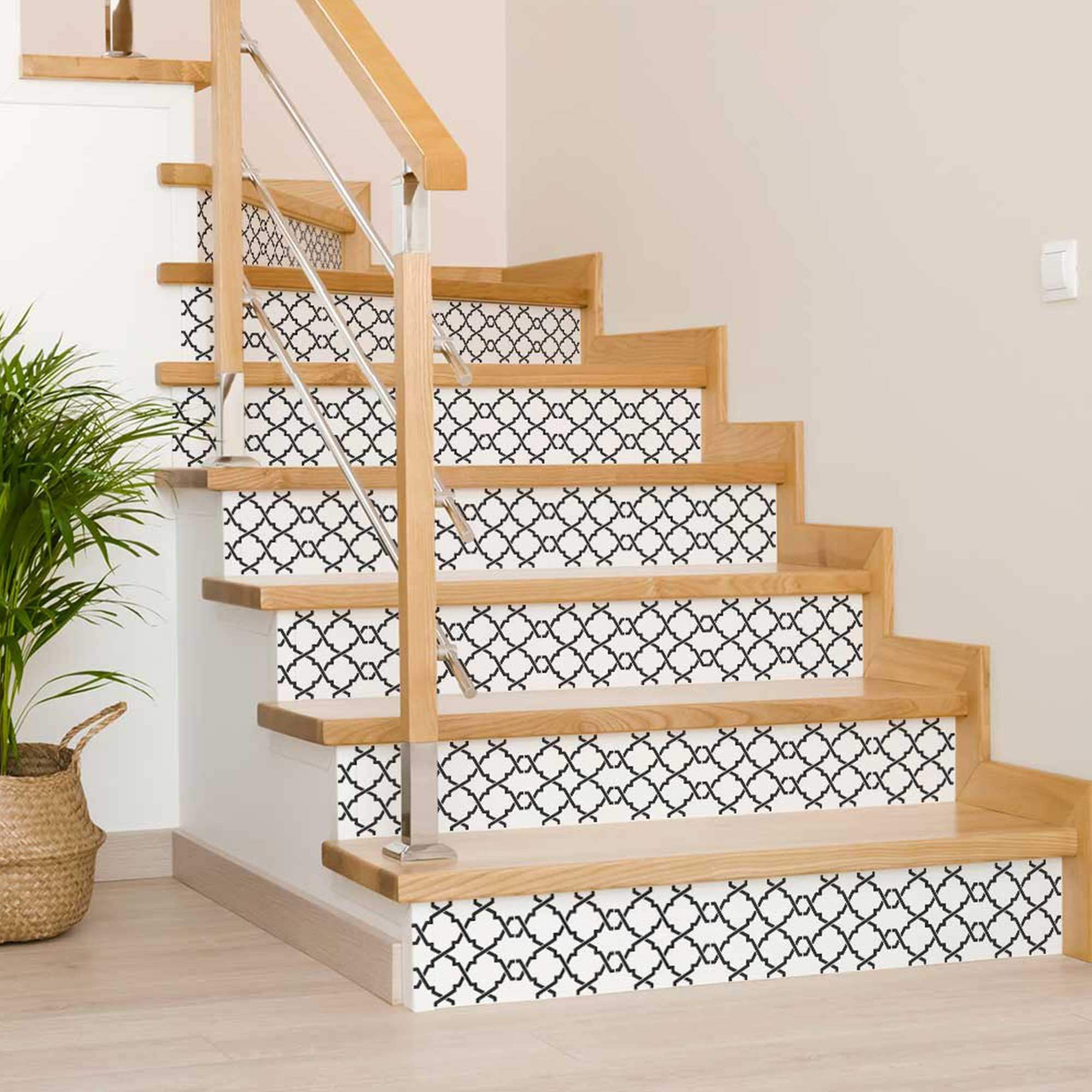 7" X 7" Black and White Prism Peel and Stick Removable Tiles - Image 3