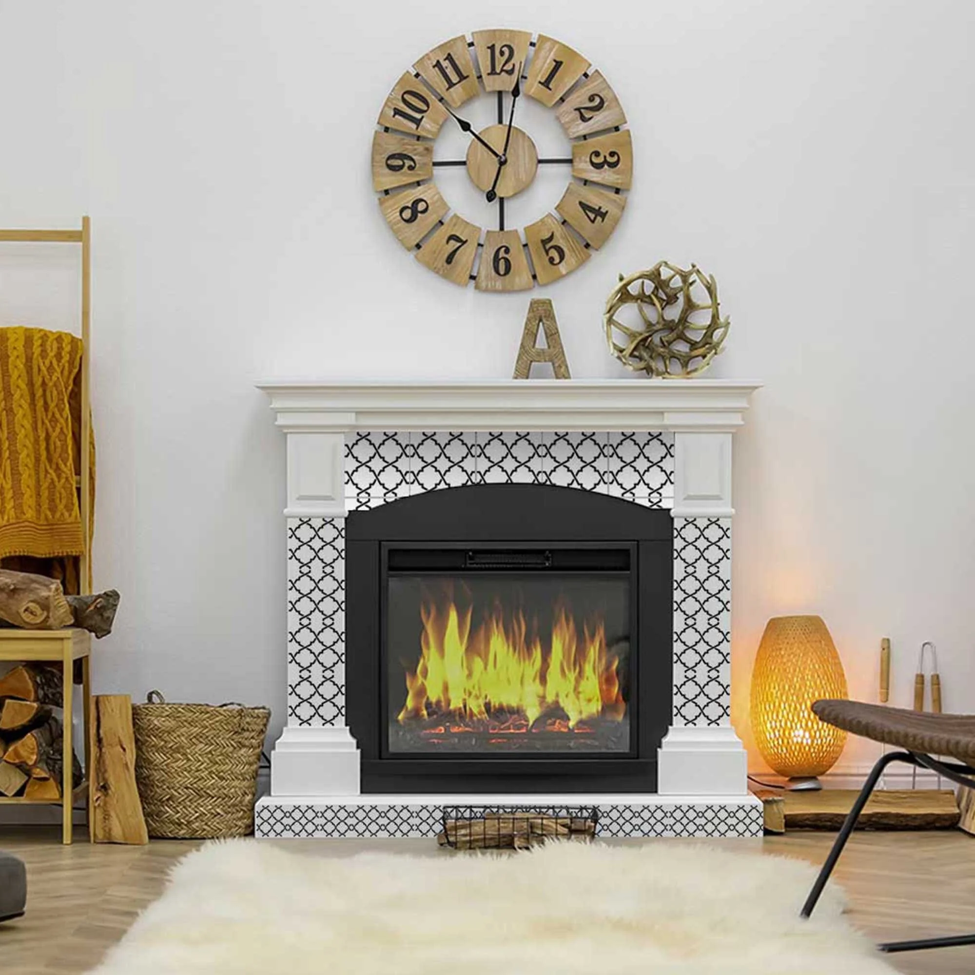 7" X 7" Black and White Prism Peel and Stick Removable Tiles - Image 6
