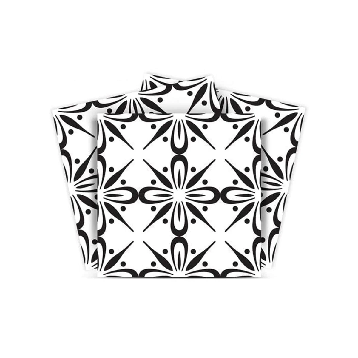 7" X 7" Black and White Quattra Peel and Stick Removable Tiles