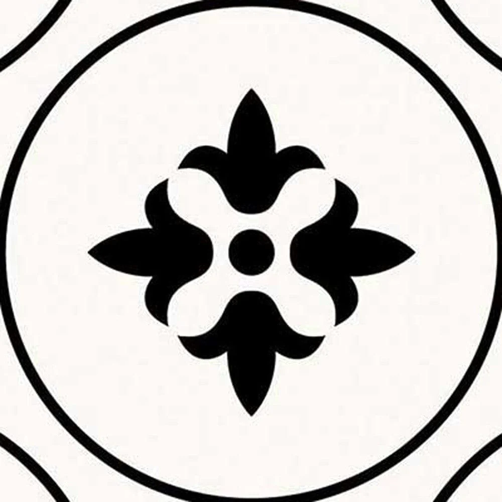7" X 7" Black and White Rosa Peel and Stick Removable Tiles - Image 2