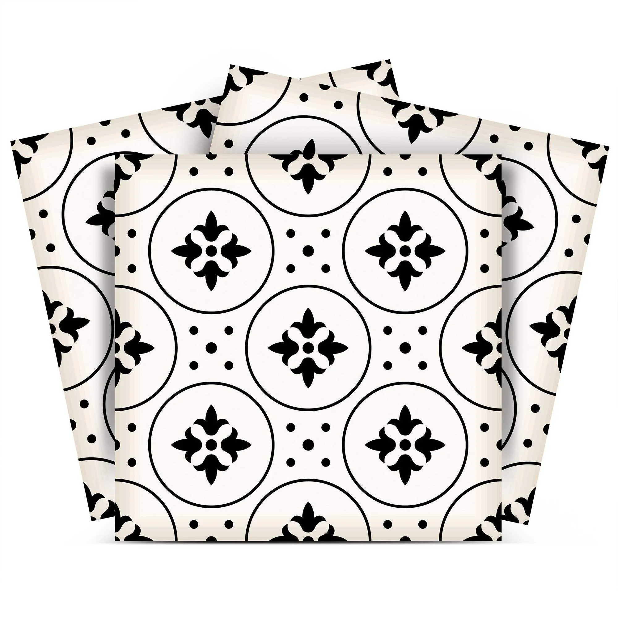 7" X 7" Black and White Rosa Peel and Stick Removable Tiles - Image 3